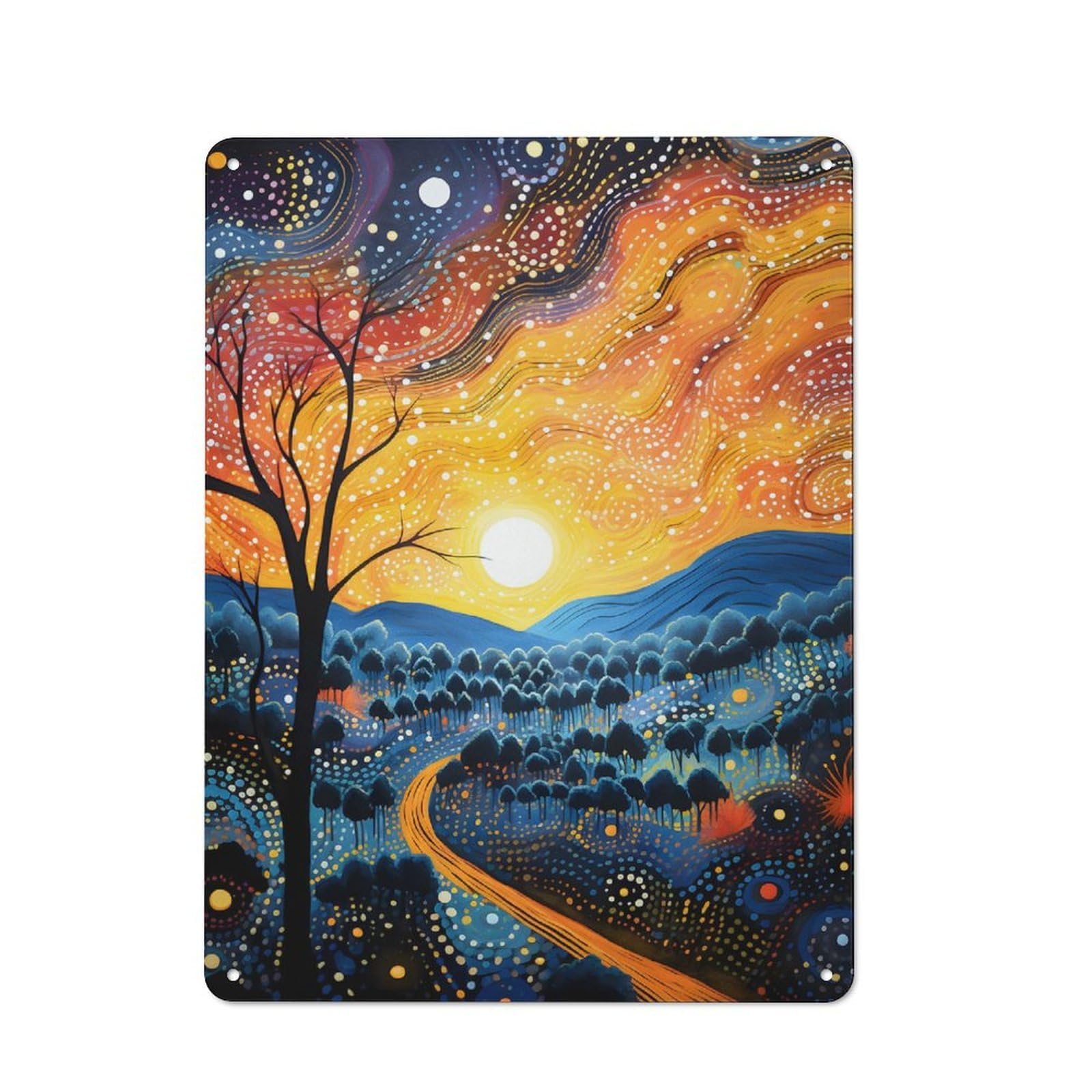 Junmoney Celestial Fusion Workshop Style Metal Wall Decor 40X30cm, Tin Sign For Tool Room, Garage, Studio Or Home Bar