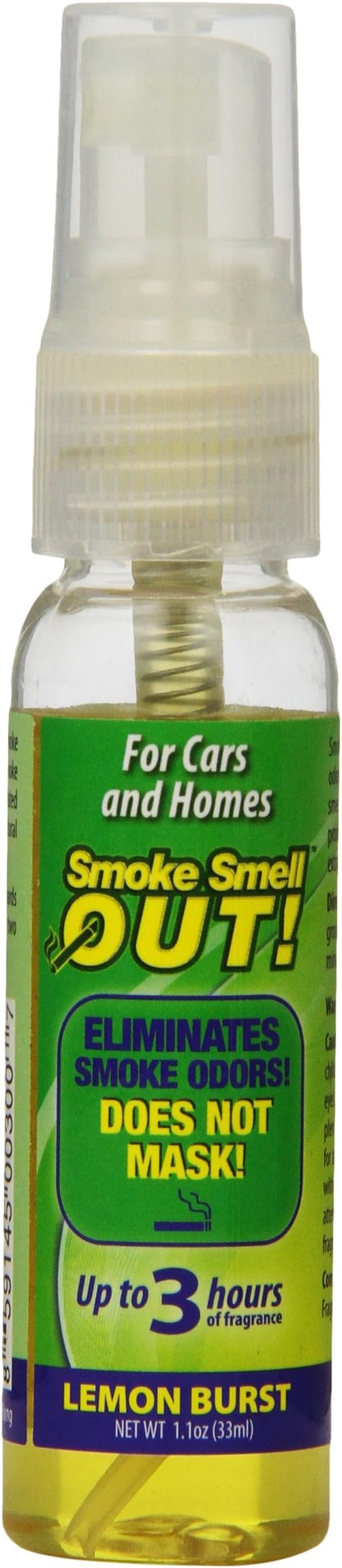 Smoke Smell Be-Gone! Smoke & Odors Eliminator for Home, Office & Car. Natural Non-Aerosol Air Freshener 1.1oz (33ml), Lemon Scent
