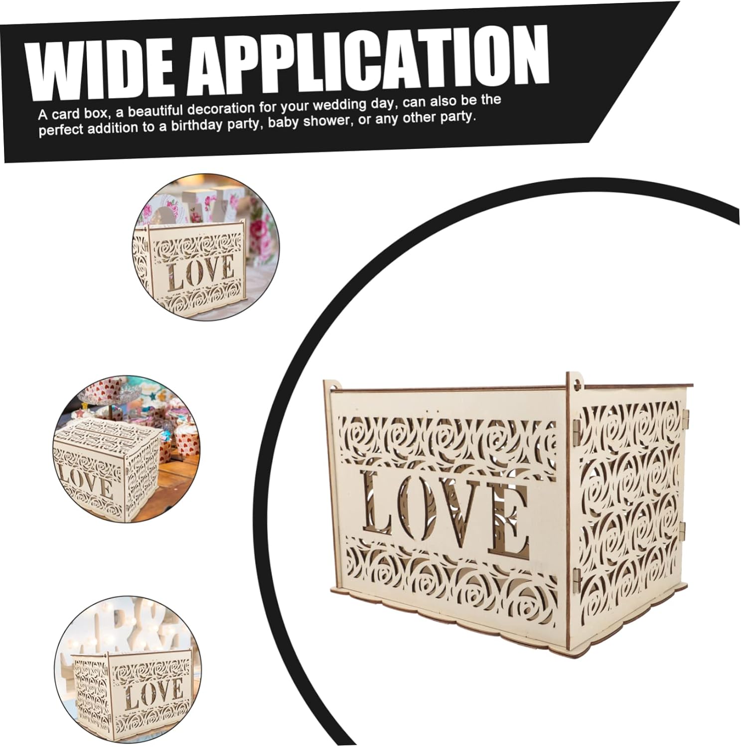 Diy Sign in Card Box Wedding Card Box Rustic Wood Cards Case Hollow Design Elegant Decor for Parties