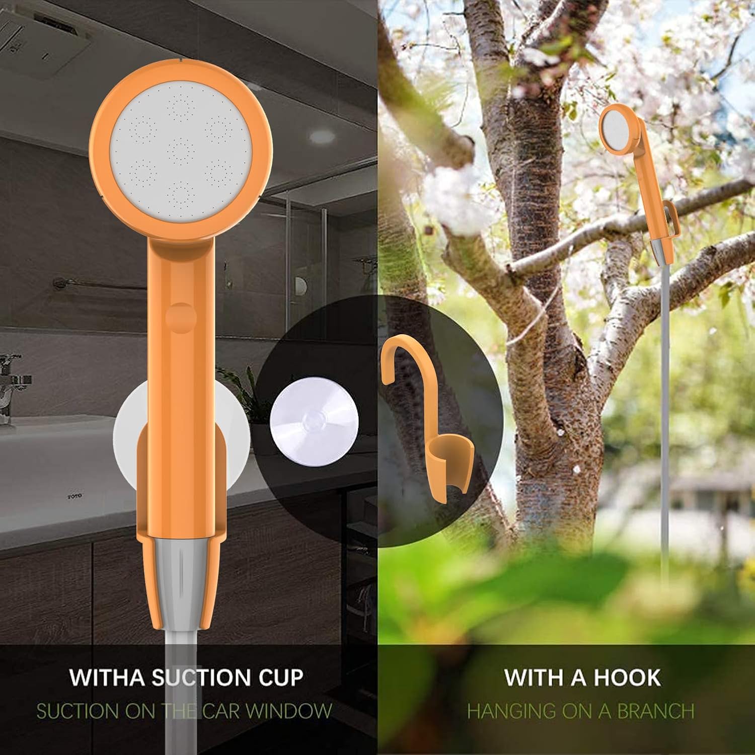 Portable Camping Shower, Handheld Camp Pump with Rechargeable 4400mAH Battery and 130LM Lighting Device for Outdoor Camping,Hiking,Traveling
