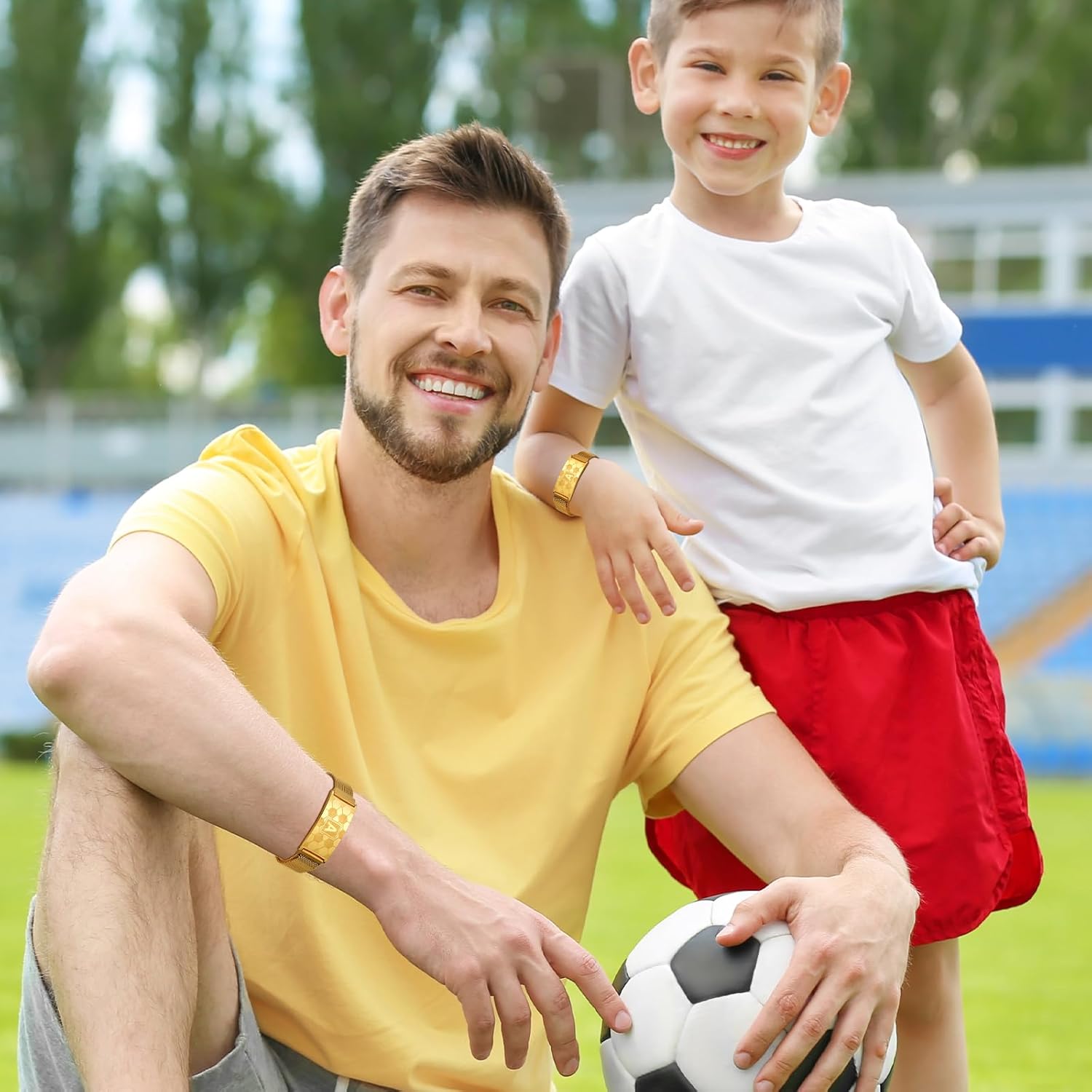 Soccer Initial Bracelet Gold Stainless Steel A-Z Letter Charm Bracelets Adjustable Wristbands Soccer Gifts Idea for Players Team Lovers Men Boys Dad (O) - Image 3