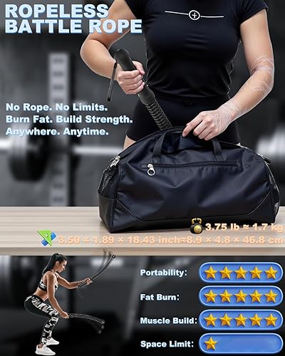 Miniatura 2 de 2 cuerdas de batalla sin cuerda con peso para gimnasio en casa, ejercitador de brazo resistente para entrenamiento de fuerza, cuerda de batalla