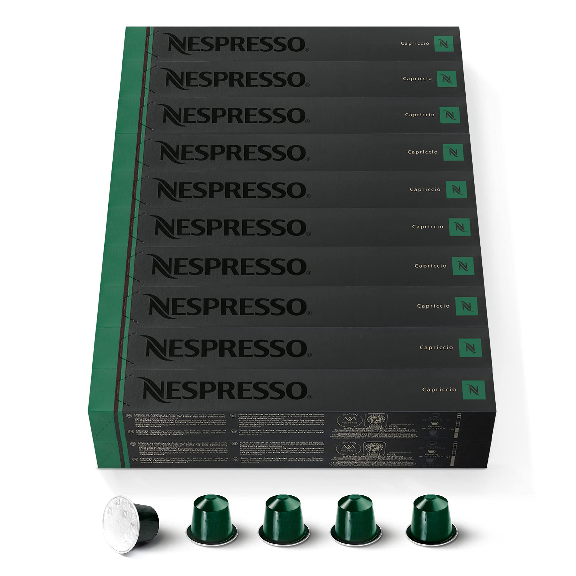 Nespresso Original – 200 cápsulas Capriccio – Intensidad 5 – para receta de leche de espresso y capuchino – (20 cajas de 10)
