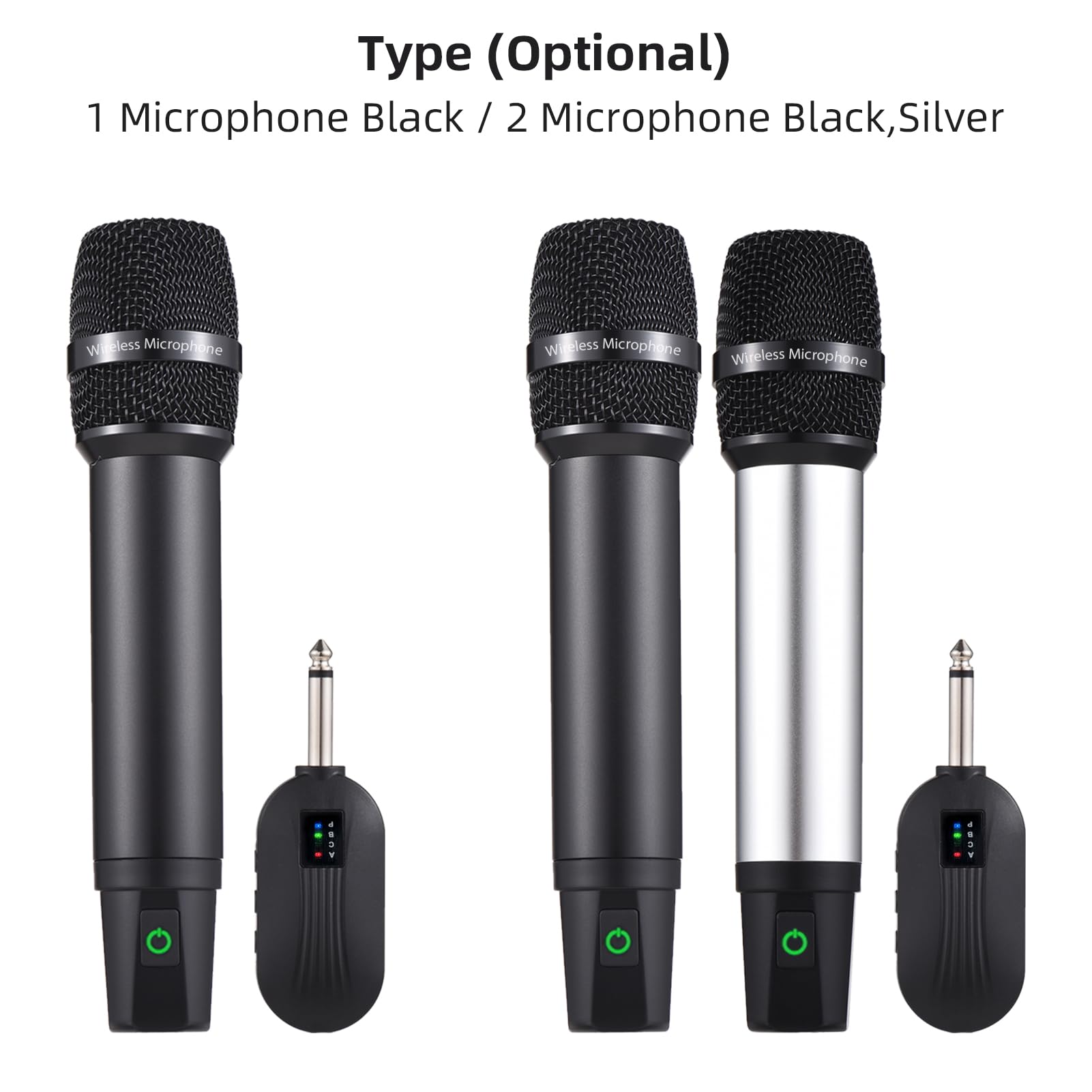 HUIOP Sistema microfonico wireless UHF professionale con microfono portatile cordless e ricevitore Microfono ricaricabile 16 canali per trasmissione video in diretta Intervista Festa di canto,Sistema