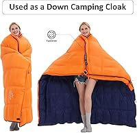Vista 4 de Saco de dormir de plumón de 0 a 20 grados F para adultos, saco de dormir rectangular para clima frío de 4 estaciones para acampar y senderismo, se