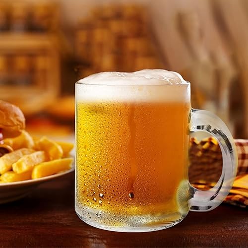 Miniatura 6 de Juego de 6 tazas de café de vidrio, tazas grandes de boca ancha para bebidas calientes (10 onzas), tazas transparentes de café con asa, sin plomo,