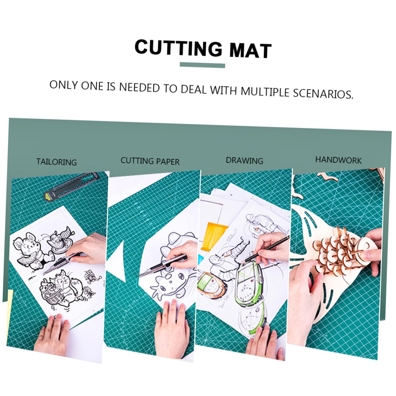 SHINEOFI Selbstheilende Schneidematte als Schnittfeste Nähunterlage mit Skalen Design Professionelle aus Rutschfestem Grünem Pvc für Scrapbooking und Lederarbeiten