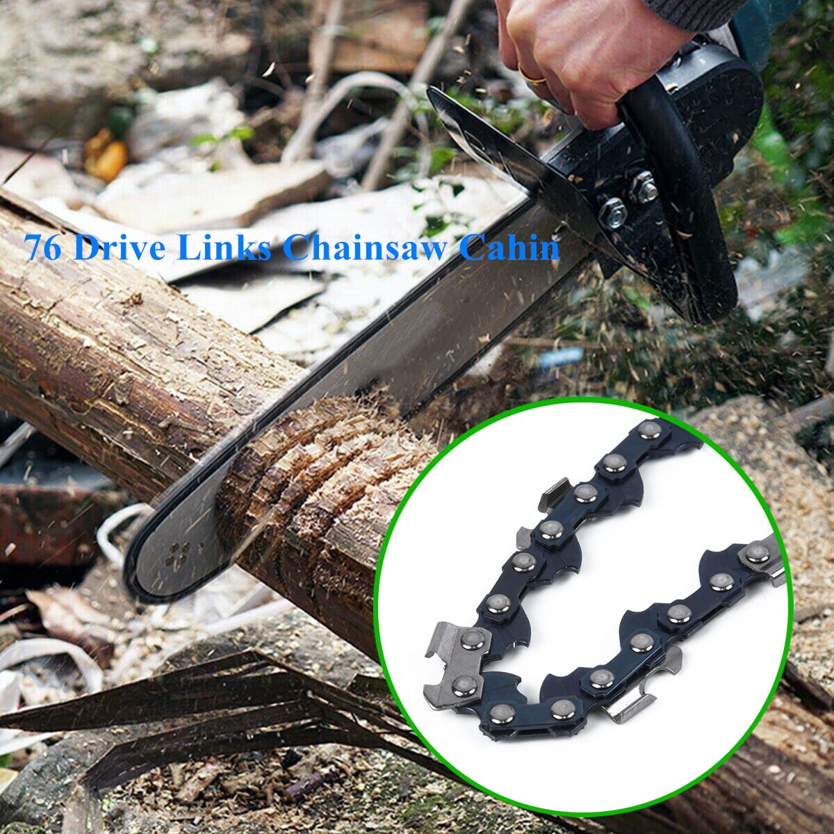 Ineedtech Paquete de 2 cadenas de motosierra de 20 pulgadas de paso de 0.325 pulgadas, calibre de 0.58 pulgadas, 76 eslabones de transmisión para motosierras Husqvarna Stihl Poulan Craftsman,