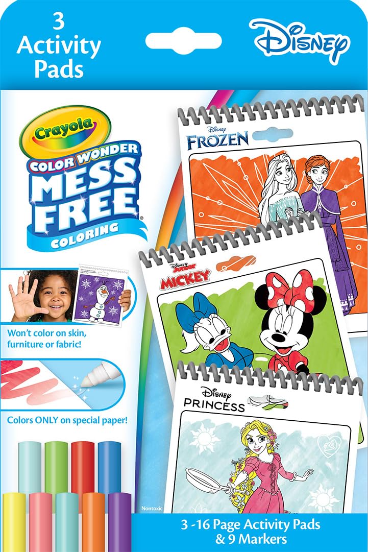 Crayola Disney Color Wonder Bundle (Confezione da 3), Calze per Bambini, Blocchi e pennarelli per attività Senza disordine, Giocattoli da colorare Disney, Regali per Vacanze e Natale, 3+