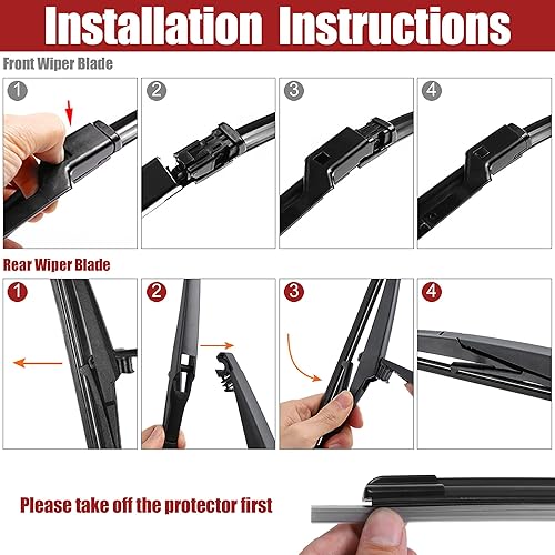 Miniatura 5 de ACROPIX Juego de 3 limpiaparabrisas delantero y trasero de 28 pulgadas, 28 pulgadas, 12 pulgadas, compatible con Ford Focus 2012-2018 con bloqueo