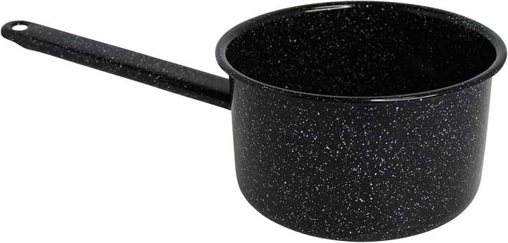 MIRRO 1.25qt Enamel Saucepan, Black
