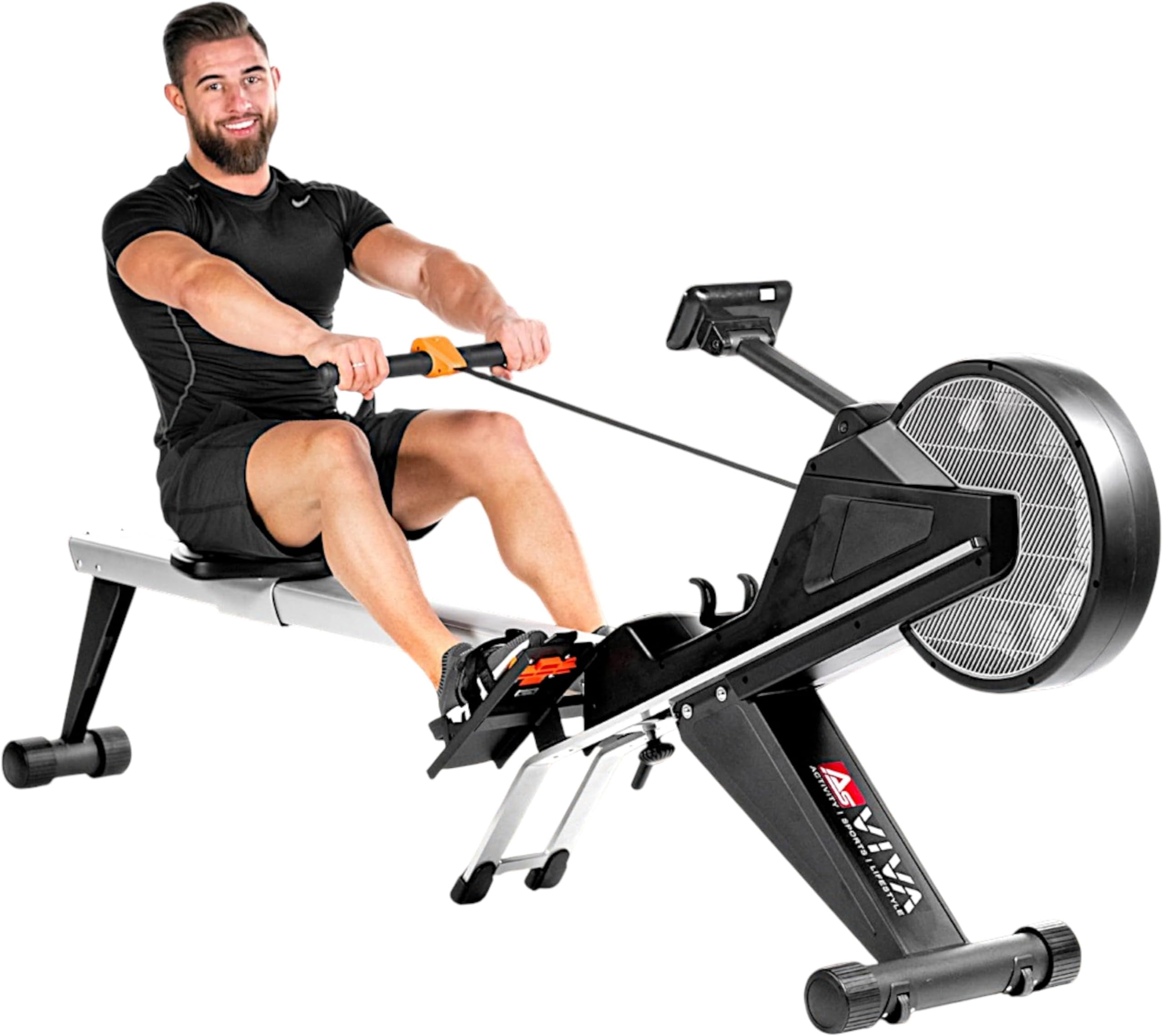 AsVIVA Rower RA10 Pro | Rowing Machine with 10 kg Flywheel Mass and Magnetic Resistance Multifunctional Meter with 16 Levels and 12 Preset Programs| Incl. Built-in Pulse Receiver