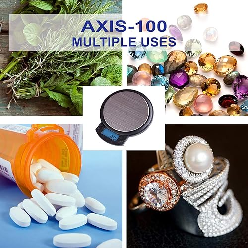 Miniatura 6 de American Weigh Scales AXIS-100 Báscula digital de bolsillo, acero inoxidable, pantalla LCD retroiluminada, luz USB, 3.53 oz x 0.00 oz