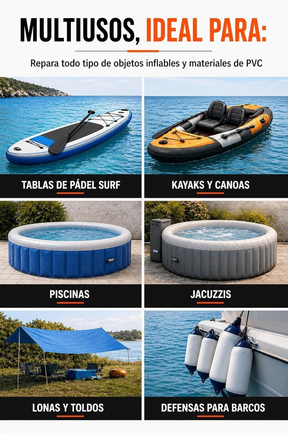 Professionelles PVC-Reparaturset – 2-Komponenten-PVC-Kleber für Zodiac, Paddle Surfen, Kajak und Schlauchboote, inklusive Flicken, Pinsel, Becher, Handschuhe und Reinigungstuch (500 ml)