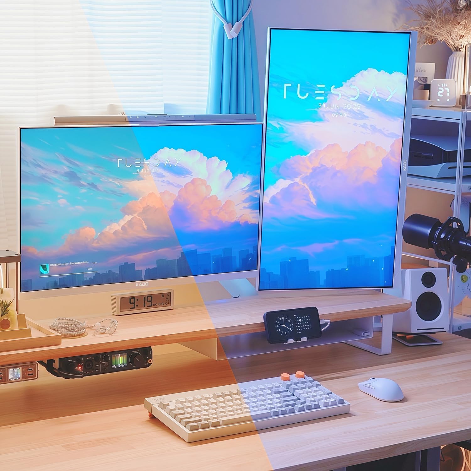 Kado 25" Class Dual White Gaming Monitor Setup - 2-Pack 24.5" 180Hz 1ms 1920x1080 Flat Screen Computer Monitor, Parallel Gaming AMD FreeSync Premium, VESA Mount HDMI DisplayPort Built-in Speakers