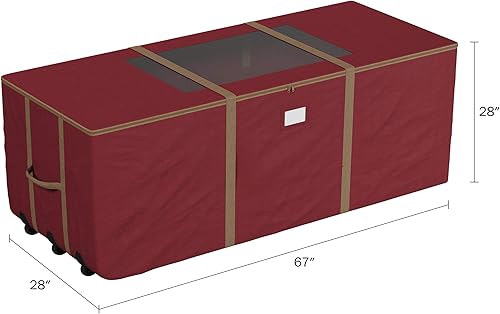 Miniatura 2 de Elf Stor Bolsa de almacenamiento con ruedas para árbol de Navidad, se adapta a árboles de hasta 12 pies, color rojo