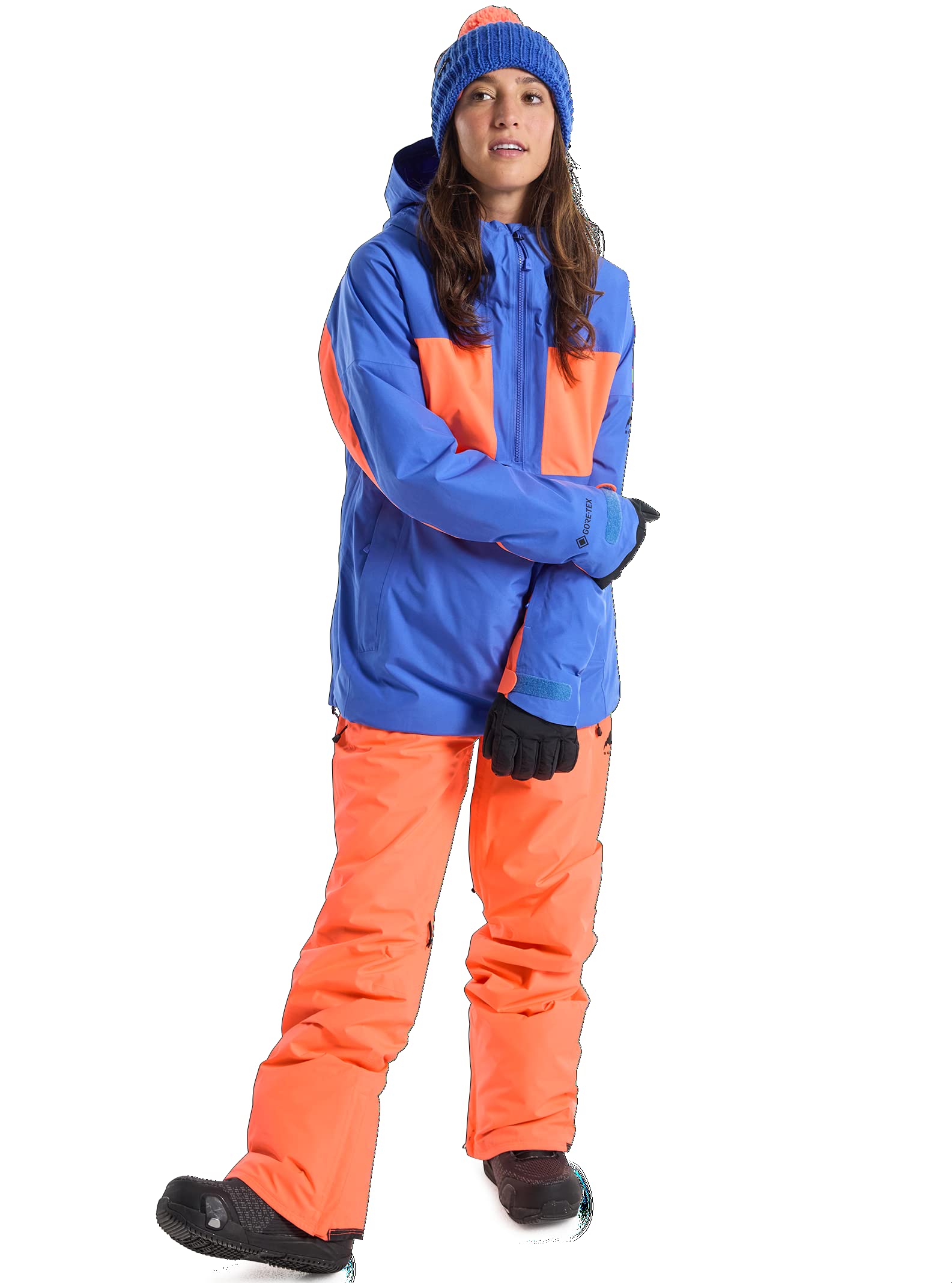 Burton Womens' Pillowline GORE-TEX Waterproof 2L Anorak Snow Jacket (US, Alpha, Medium, Regular, Regular, Amparo Blue/Tetra Orange)