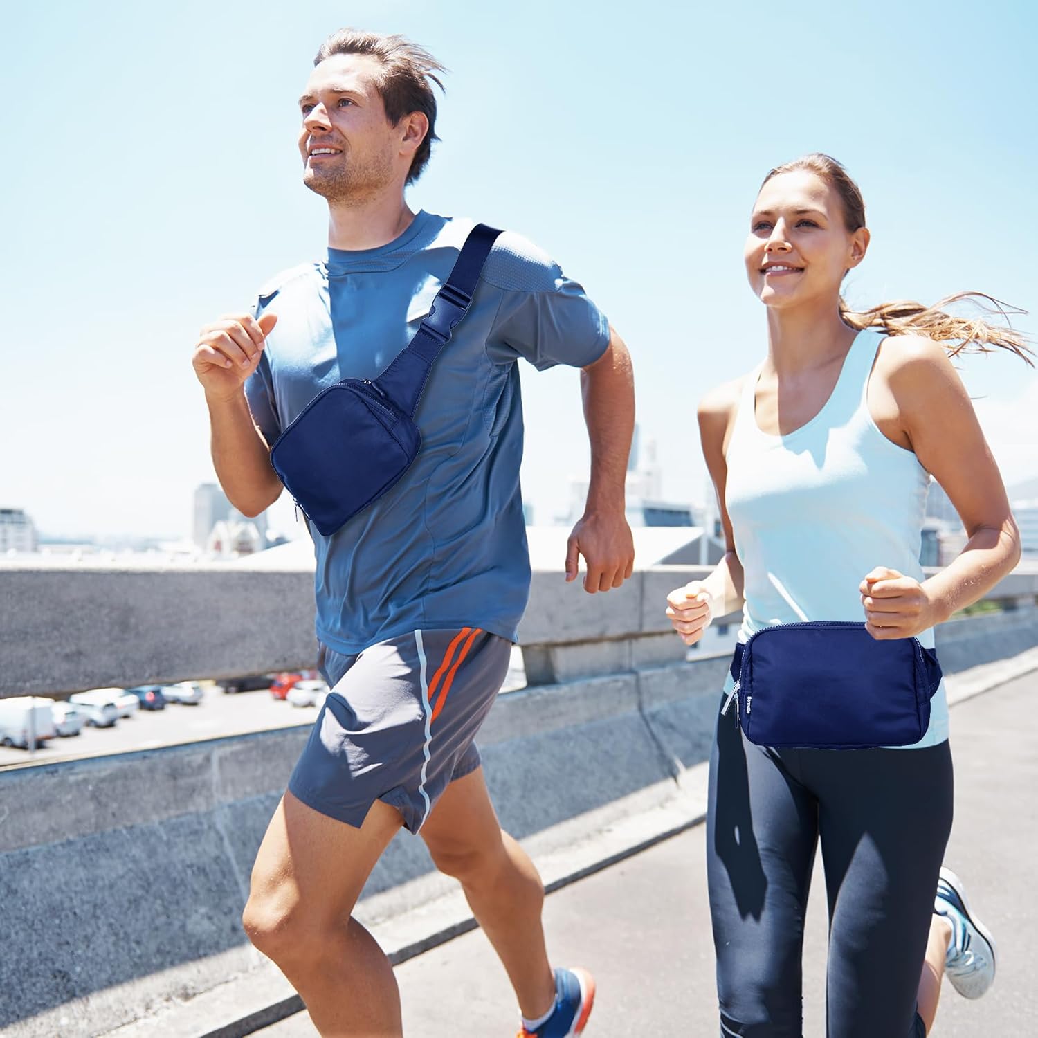 1L Everywhere Belt Bag for Women Teen Girls Boys, Small Fanny Pack with Adjustable Belt 53", Waist Bag with Multiple Pockets, Crossbody Bag for Travel Gym Running Hiking Cycling, Blue - Image 7