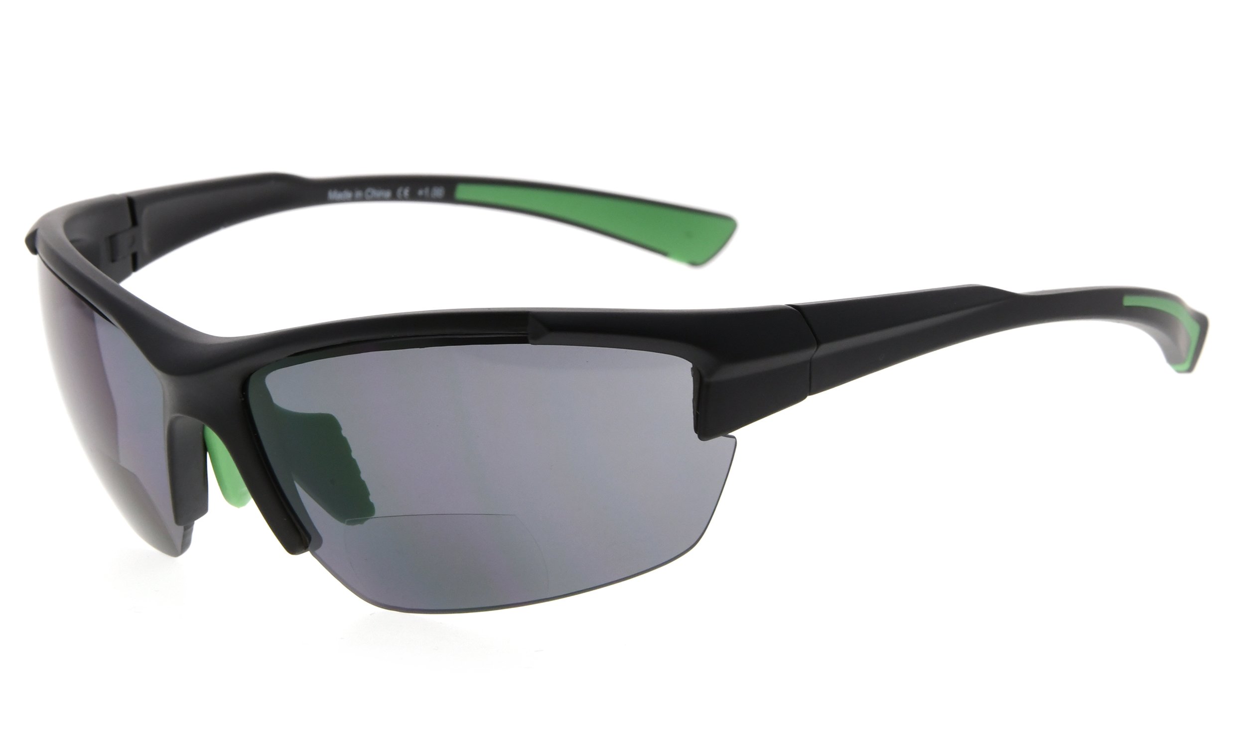 Eyekepper Bifocal Sunglasses for Women Men 3.5, Black Frame/Green Arm