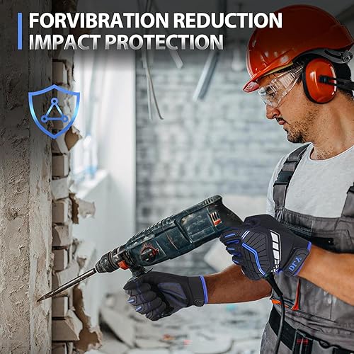 Miniatura 5 de Guantes de trabajo resistentes, guantes mecánicos de protección contra impactos, guantes de trabajo de cuero sintético, capacidad para pantalla