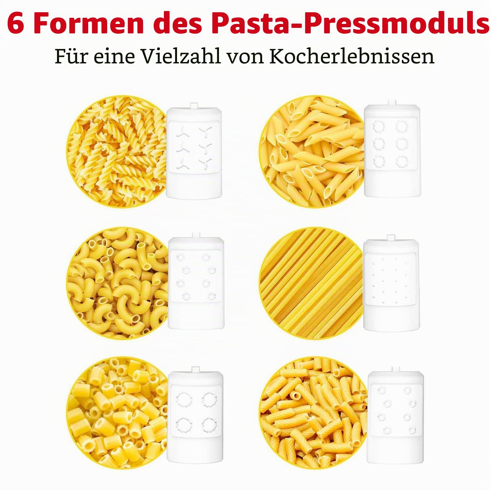Nudelaufsatz kompatibel mit Kitchen Aid Standmixer, 6 Nudelformen, 6 in 1 Nudelkocheraufsätze