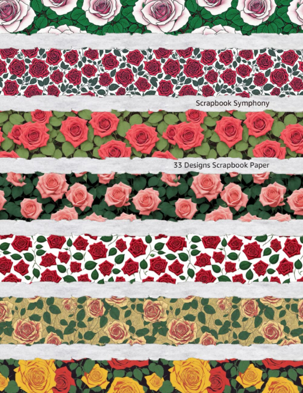 Rose Pattern Scrapbook Paper Pad - 33 Designs - Double Sided A4 Pages