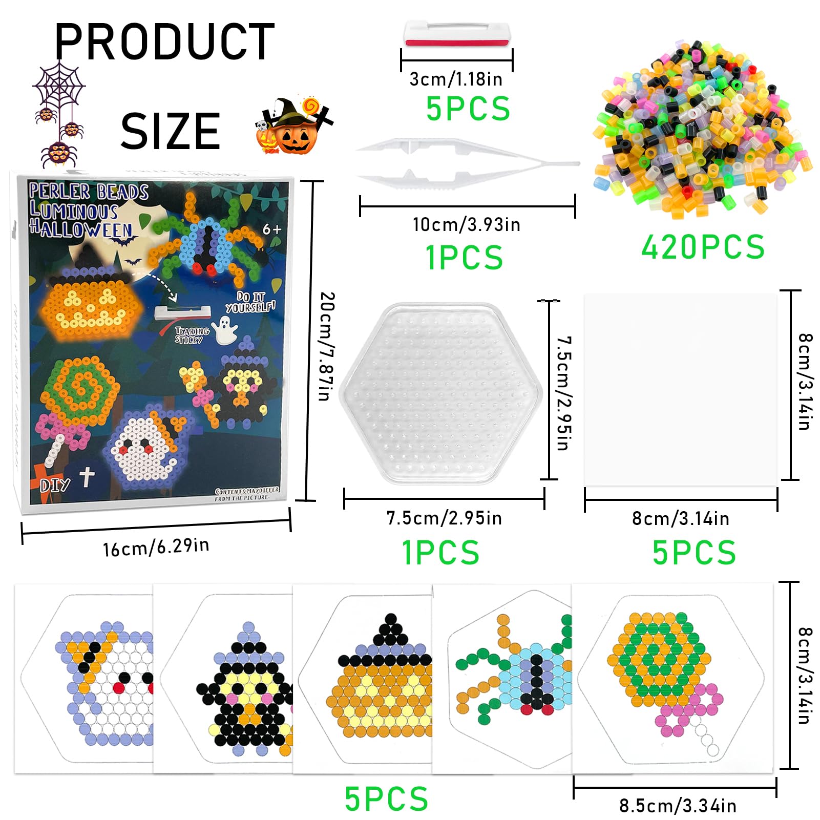 Juego De Cuentas Para Planchar De 24 Colores - 6300 Cuentas + Placas Y Accesorios Para Manualidades Infantiles DIY
