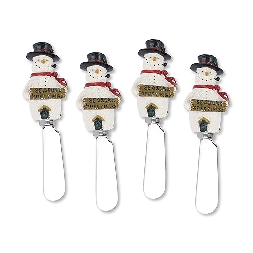 Supreme Housewares Seasons Greetings Snowman Cheese Spreaders, Hand-Painted Resin Handles