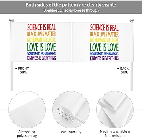 Miniatura 5 de Bandera de auto con texto en inglés "Science Is Real Black Lives Matter", decoración de doble cara (sin asta de bandera)
