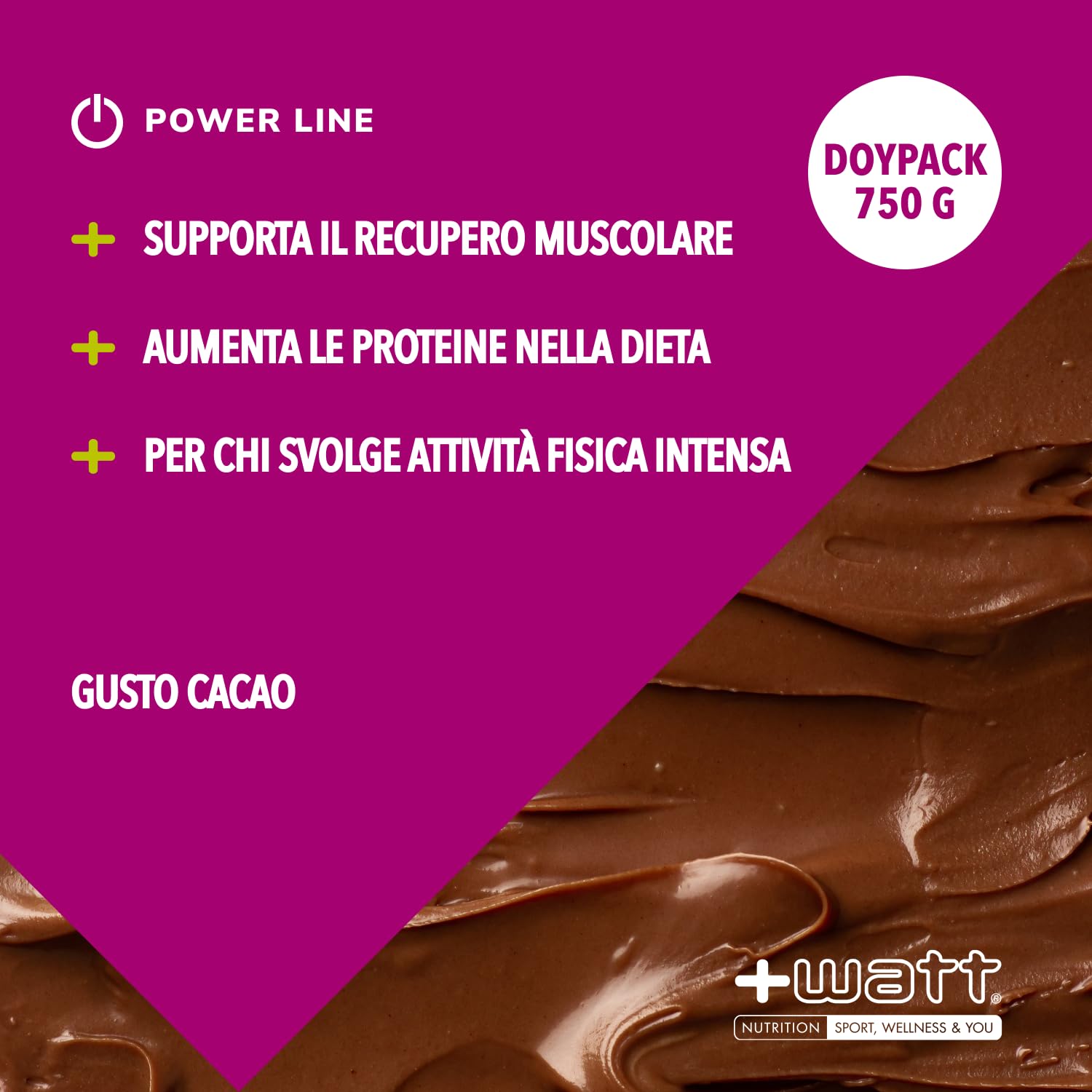Wheyghty Protein 80 - Integratore a Base di Proteine del Latte all'80% - Formato: 750 g Doypack - Gusto: Cacao
