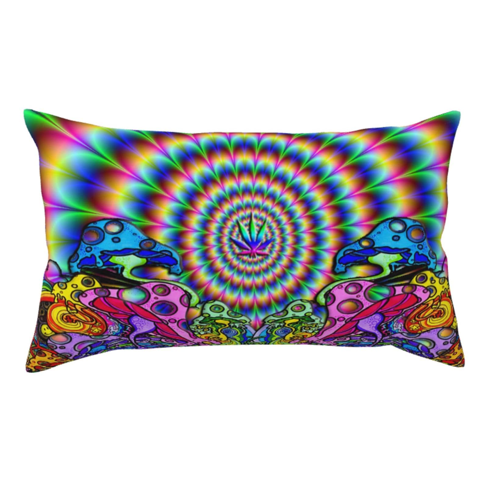 WSHFFILO Abstract Mushroom Colorful Mandala printed Pillow Case 20x36in Corduroy Throw Pillow Cover
