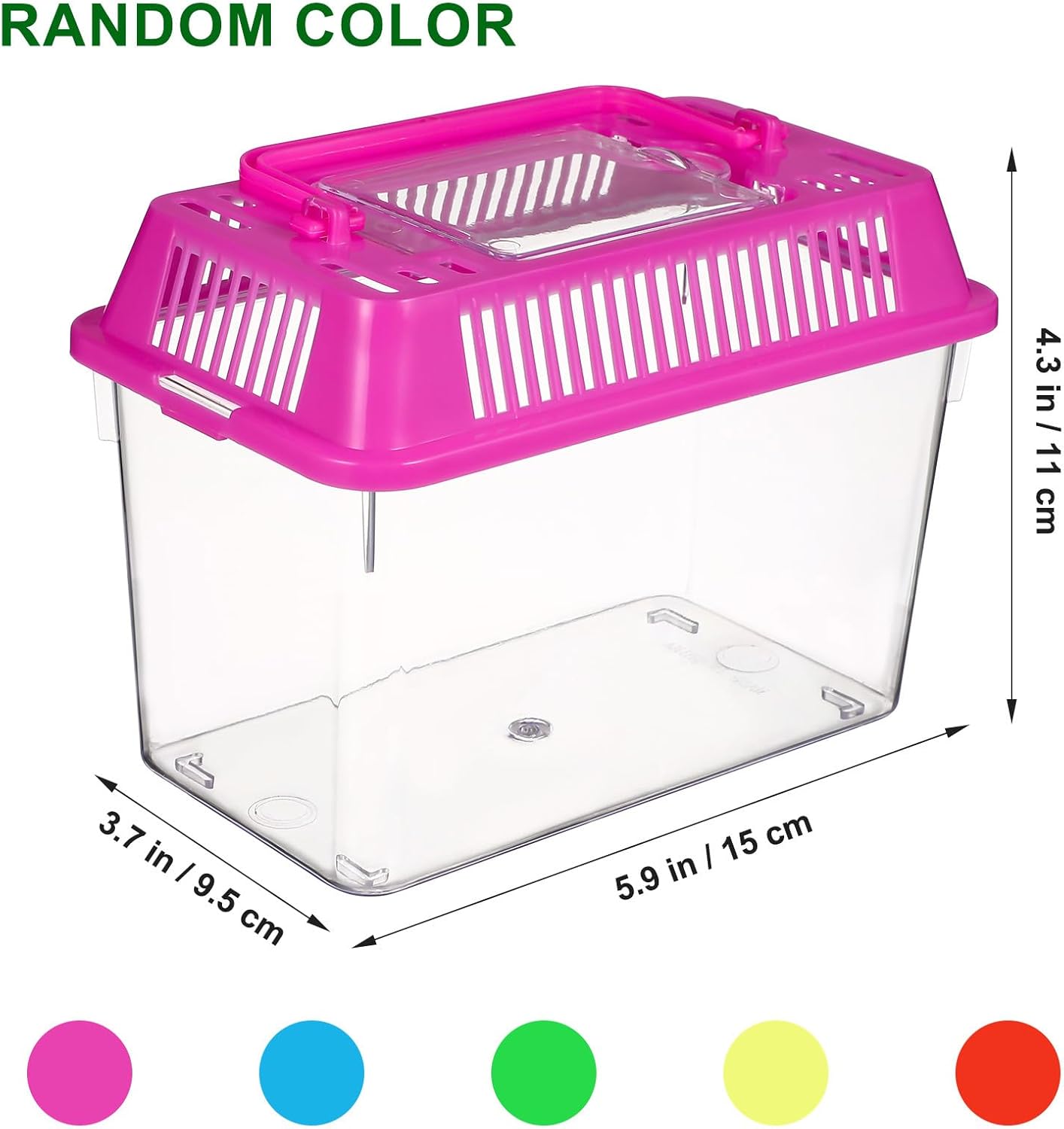 YARNOW 12 Pcs Plastic Fish Tank with Lid, Reptile Carrier Cage, Clear Critter Keeper for Goldfish Turtle Tarantula Snake, Random Color,5. 9 X 3. 7 X 4. 3 Inch