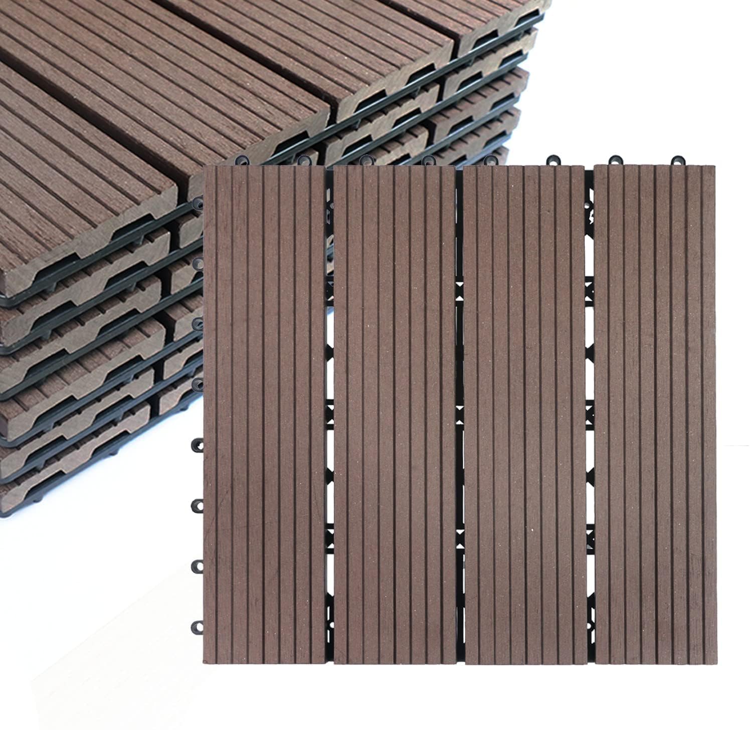 Arkit Wood Plastic Composite Decking Tiles for Patio,Balcony,Garden,Interlocking Tile for All Weather, Water Resistant for Indoor Outdoor (5)