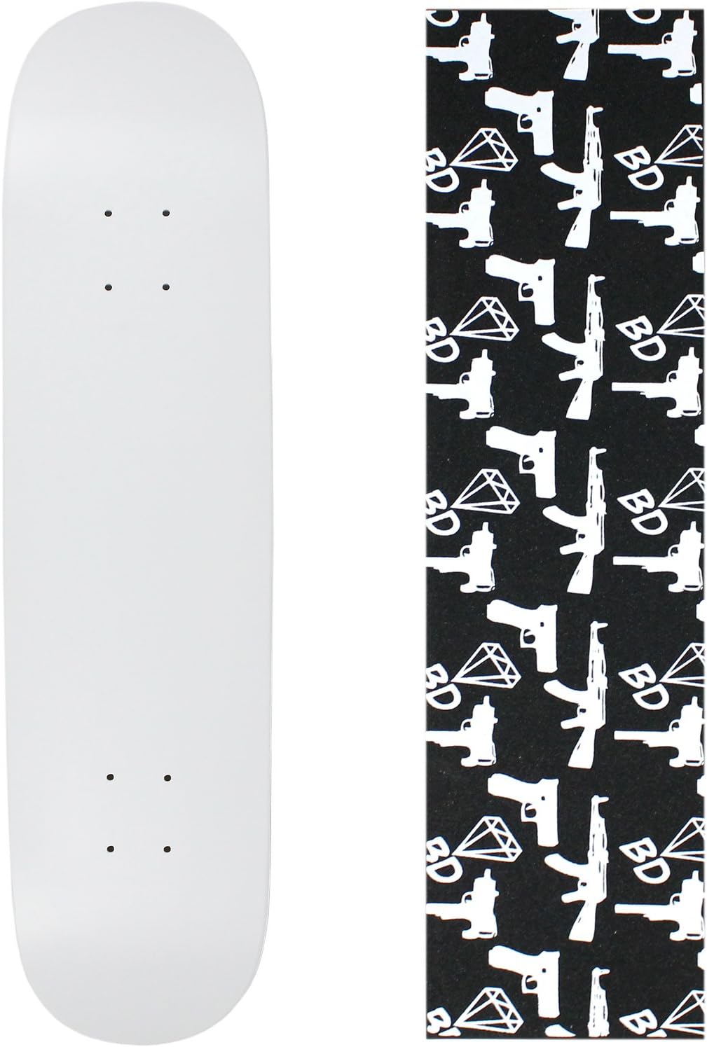 Moose Skateboard Deck Pro 7-Ply Canadian Maple DIP White with Griptape