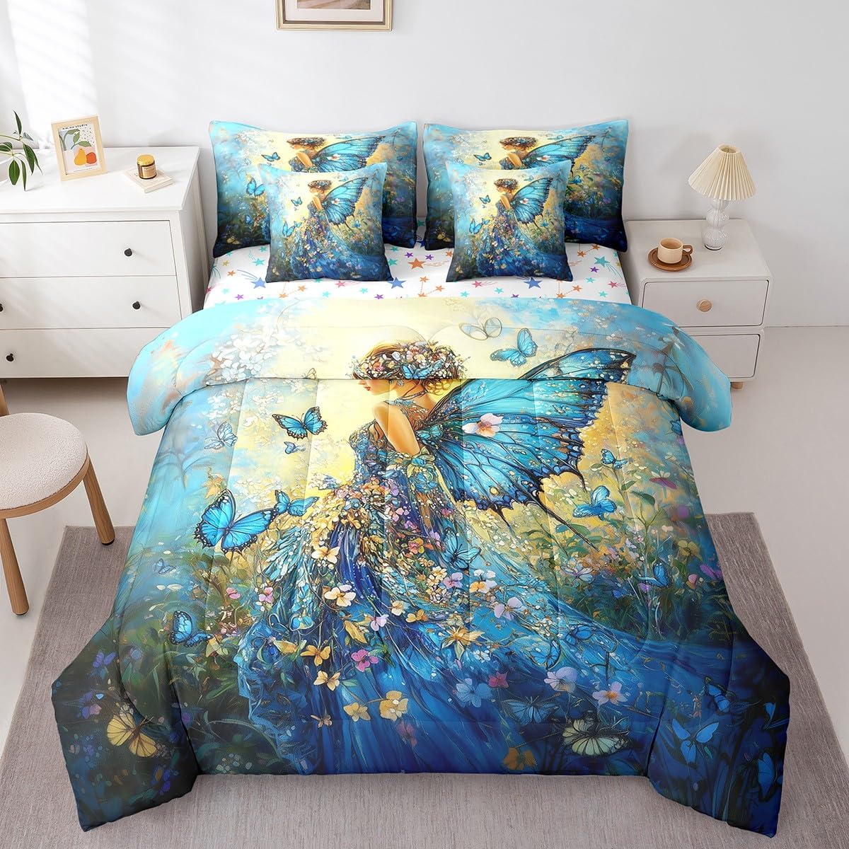 Cowboy Skeleton 7Pcs Comforter Set Queen Size,Western Cowboy Style Bedding Set for Kids Boys Teens Men Room Decor,Vintage Bar House Fitted Flat Sheet Rustic Brown Bed in a Bag,2 Pillowcases