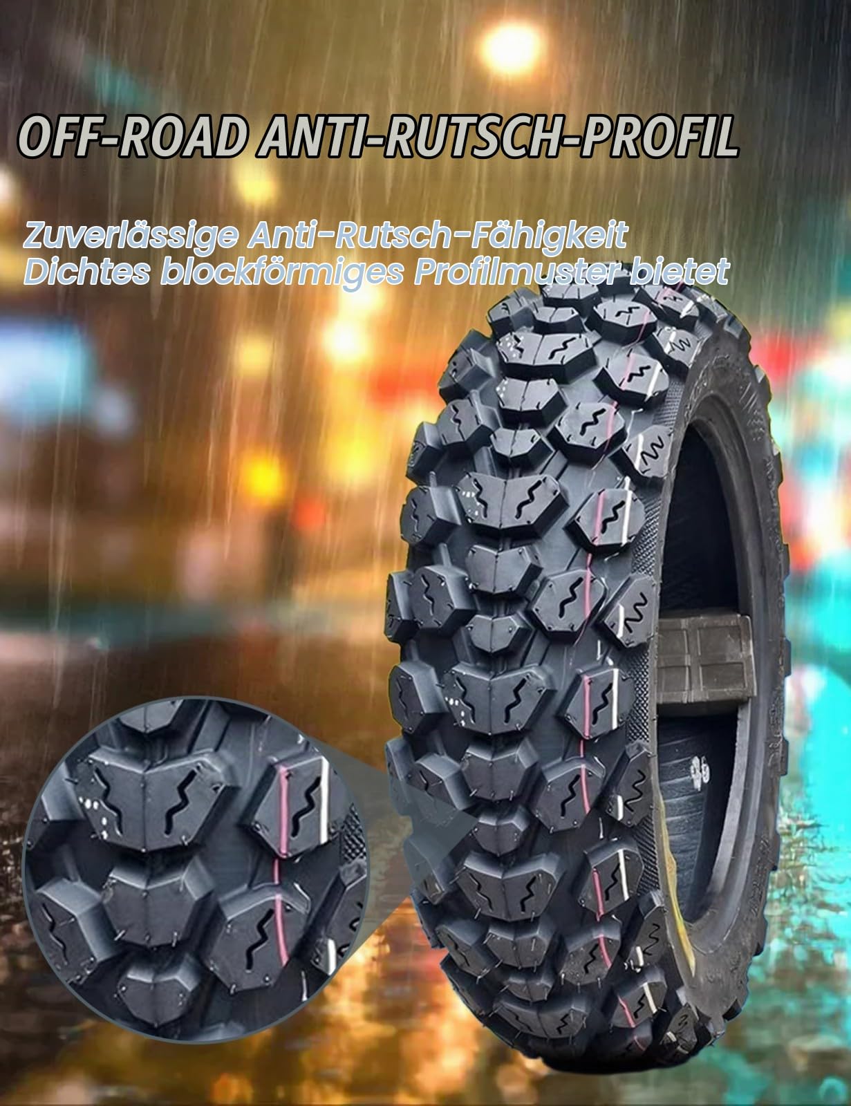 130/70-12 Schlauchloser Vorder- oder Hinterreifen für Roller/Mopeds, 12-Zoll-Felge, 130 70 12 verschleißfester Reifen, Offroad 6 P.R., 280 kPa, MAX. BELASTUNG 260 kg, 62J