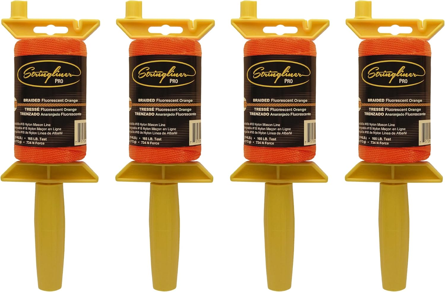 25159 Pro Mason’s Line Reels – 1/4 Lb. 250′. Stringliner® PRO BRAIDED FL ORANGE 250'. (4 Pack)