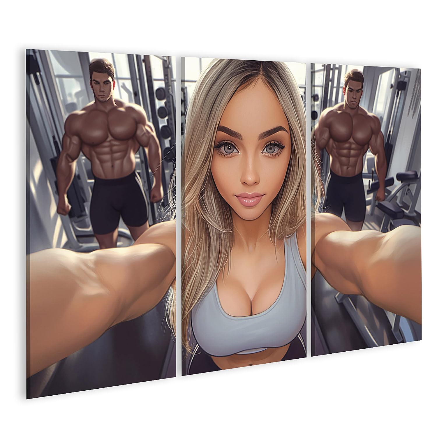 islandburner Quadro su tela Fitness Selfie con muscoli impressionanti per la palestra appassionati di fitness negozio di sport immagini murali poster