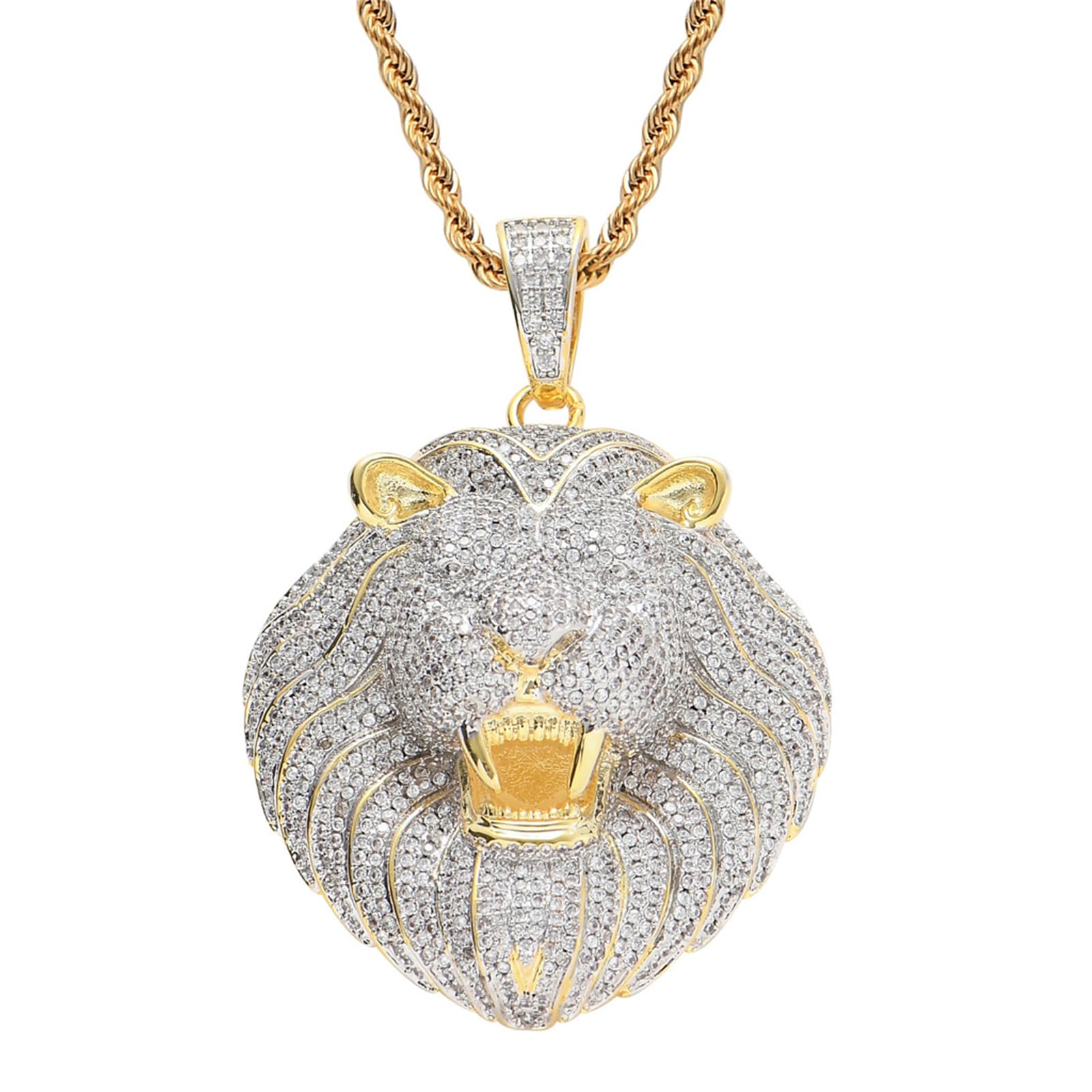 Testa di Leone Ciondolo Uomo Ins Stile Collana Personalizzata Collana Punk Con Zircone Gioielli Luce Regalo Di Compleanno Di Lusso Festa Di Compleanno
