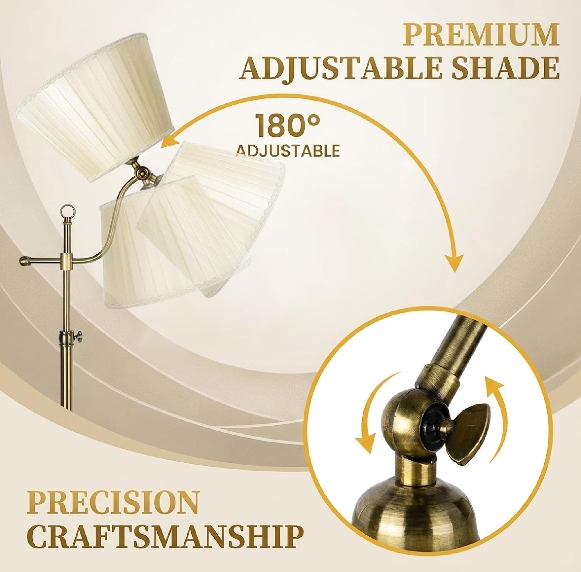 ACMHNC Stehlampe Wohnzimmer Vintage, Dimmbar, Timer, Bronze | Retro Stehleuchte mit Fernbedienung, Stoffschirm, E27 Fassung, 3000K-6000K, Hoehenverstellbar 134-174 cm für Sofaecke, Sessel