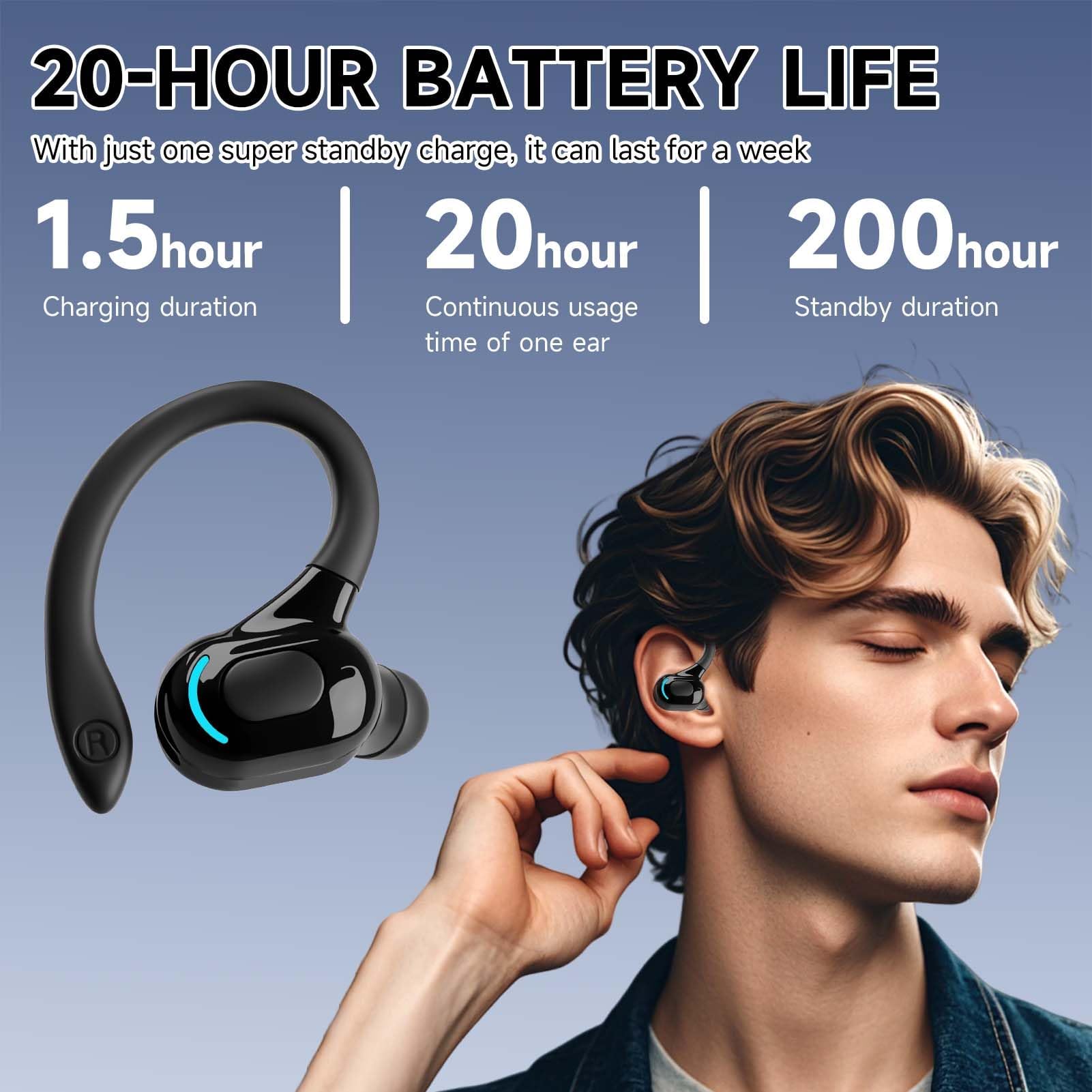 Auricolare Bluetooth Mono V5.2 Cuffie Vivavoce con Microfono Design 360° sopra l'Orecchio Pinganello Bluetooth Mobile Compatibile con Phone, Android e PC