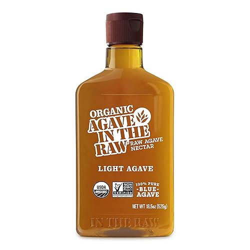Agave In The Raw Light - Edulcorante orgánico de néctar de agave Jarabe de agave azul claro Alternativa al azúcar para café, hornear, cocinar