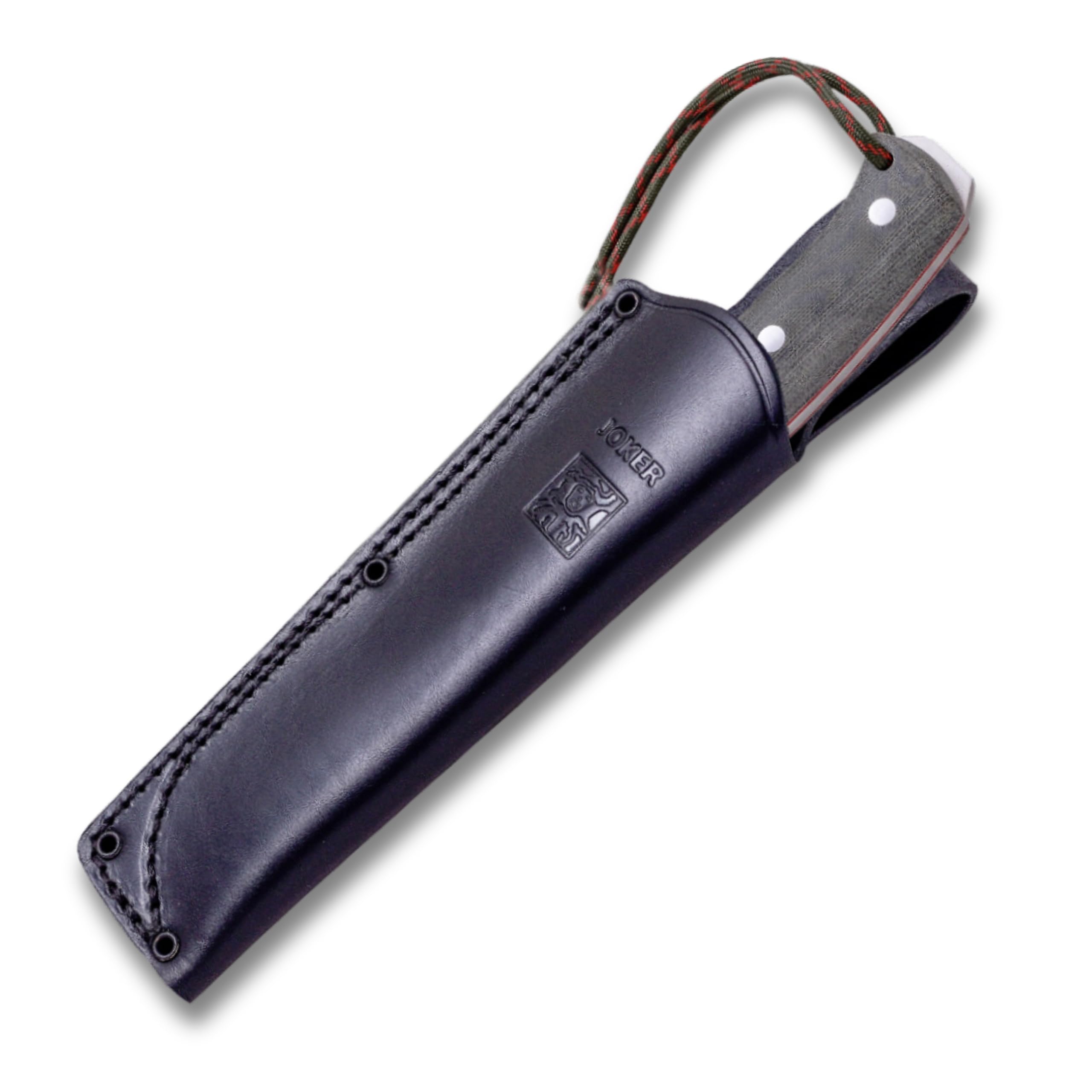 joker Coltello da caccia Nomad CV125, mango tela micarta, lama di 12,7 cm, fodero in pelle nera, include paracord, per la pesca, la caccia, l'escursionismo, il campeggio.