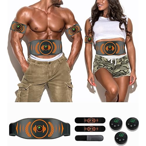 ABS Stimulator, Ab Machine, Abdominal Toning Belt Muscle Toner Fitness Training Gear Ab Trainer Equipment for Home… Black