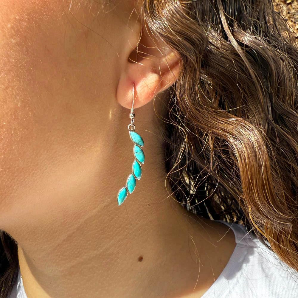 Turquoise Earrings 925 Sterling Silver & Genuine Gemstones (Choose Color) - Image 2