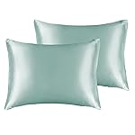 BEDELITE Satin Pillowcase for Hair and Skin, Super Soft and Cooling Similar to Silk Pillow Cases 2 Pack with Envelope Closure, Gift for Women Men(13x18 Toddler Size, Haze Blue)
