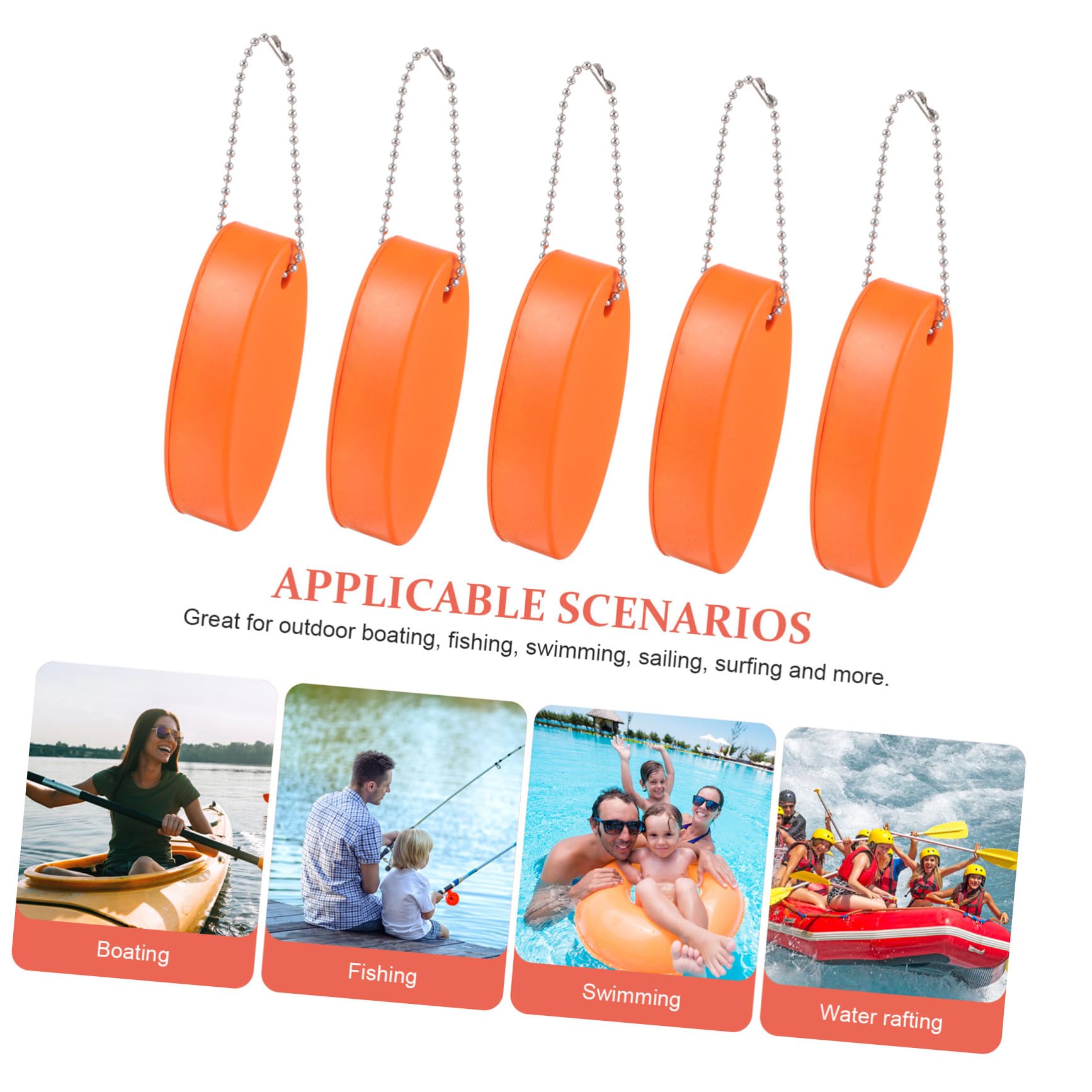INOOMP 4 Set Portachiavi Galleggiante Portachiavi Ovale Decorativo per attività Allaperto 5 Pezzi * 4