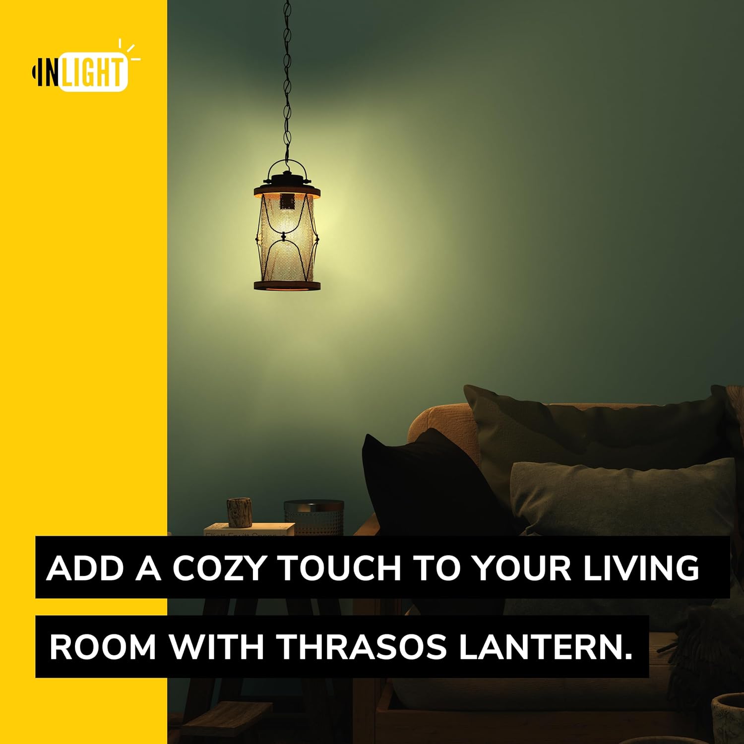 Inlight Thrasos 14'' High Outdoor Hanging Pendant Light, Black and Faux Barnwood Finish, Bulb Not Included, IN-0625-1-BK