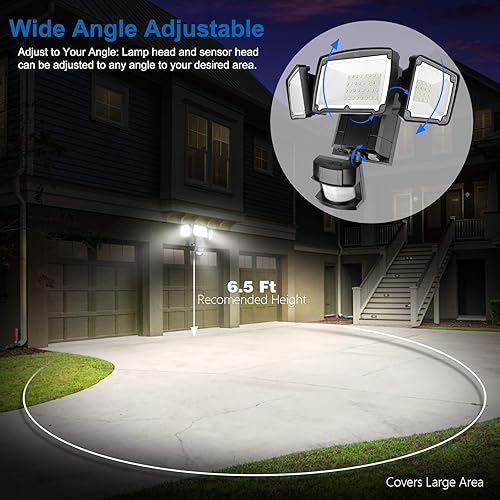 Miniatura 5 de Luces solares al aire libre, AmeriTop luces LED superbrillantes con sensor de movimiento solar con iluminación de gran angular; 1600 lm 6000 K, 3