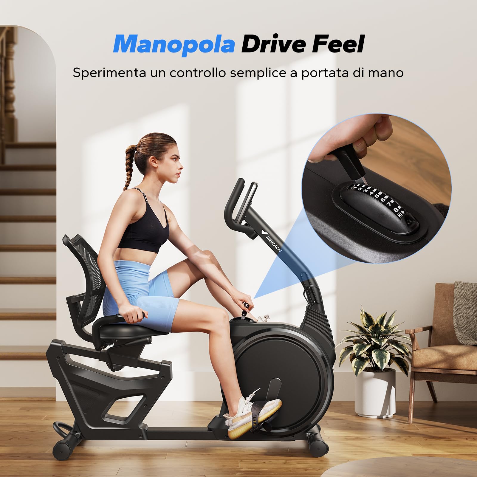 MERACH Cyclette da Seduta, Recumbent Bike con 8 Livelli di Resistenza Regolabili, Cyclette Leggera Tipo Commerciale, Cyclette per Anziani con Esclusiva App, Display LCD, Sensori di Frequenza Cardiaca